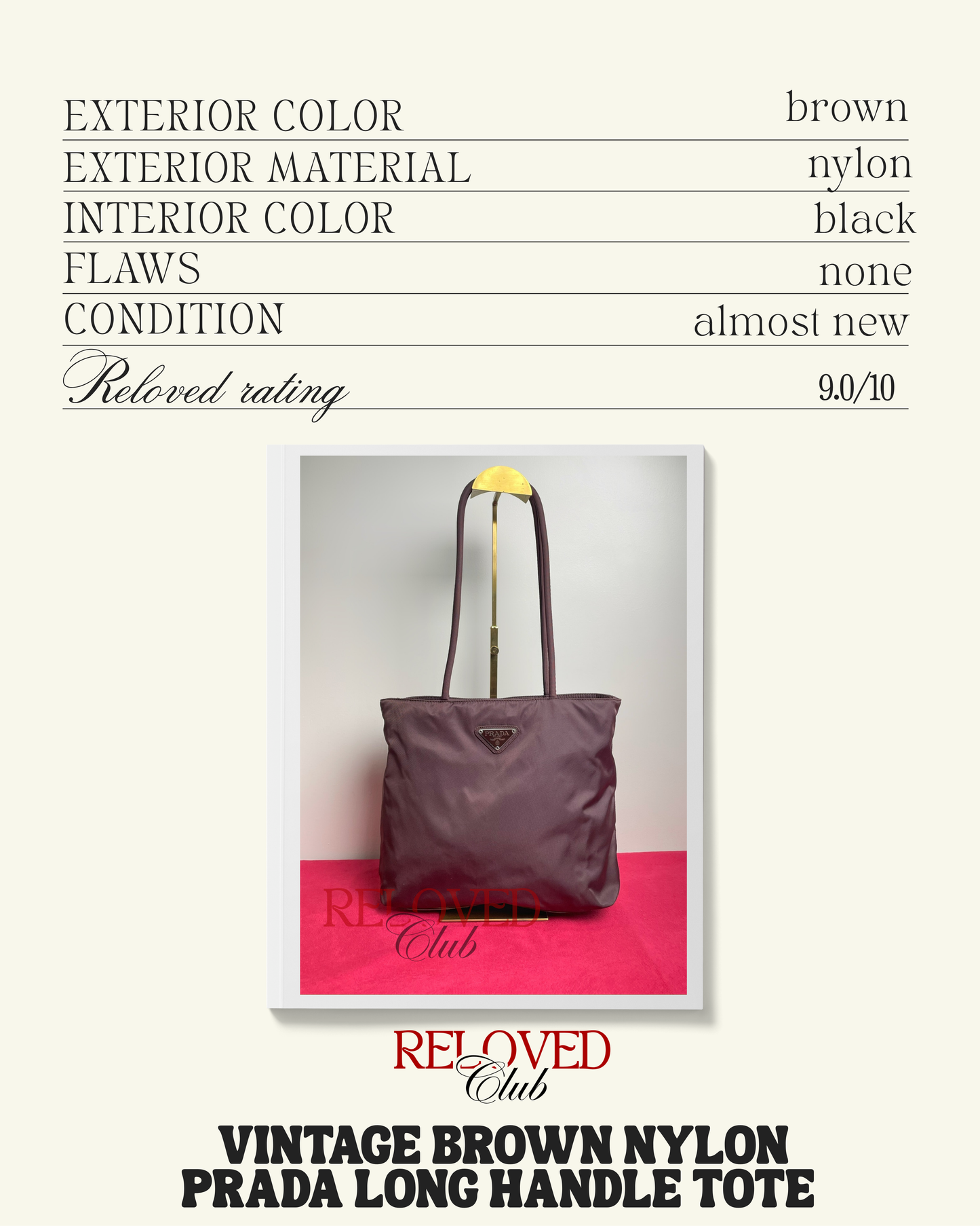 Prada Nylon Long Strap in Brown