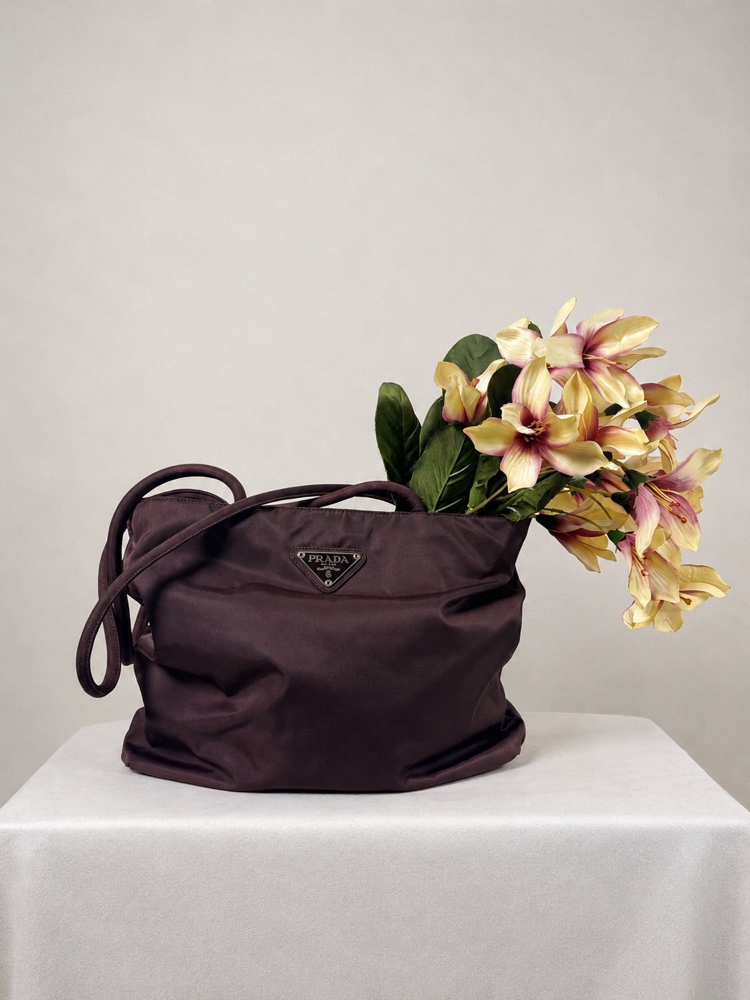 Prada Nylon Long Strap in Brown