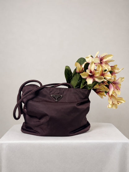 Prada Nylon Long Strap in Brown
